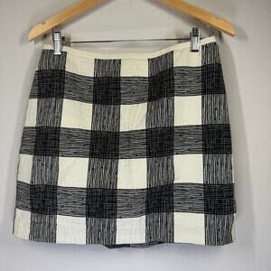Woman's Madewell Black and Cream‎ Check Cotton Mini Skirt Size 10